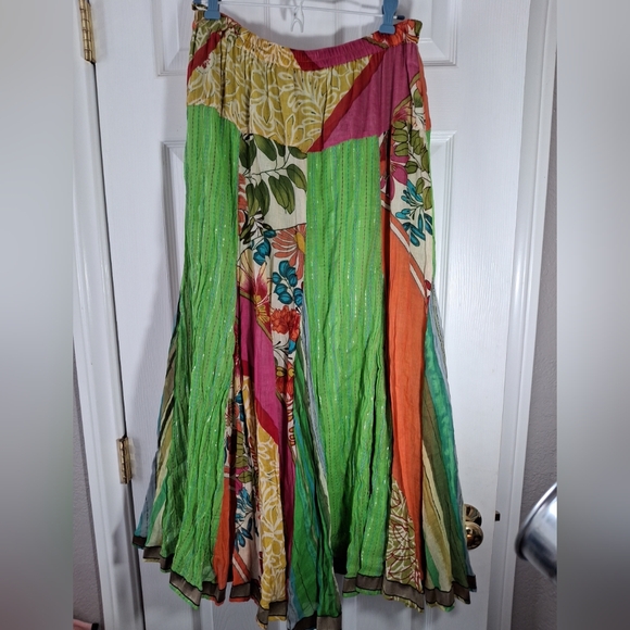 Anü By Naturals ANU Bright Floral Maxi Panels Skirt Fully Lined EUC Fairy Sz S - Picture 3 of 8